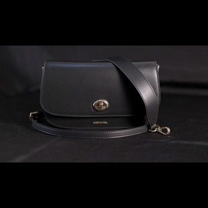 Bostanten small genuine leather shoulder and crossbody bag in black